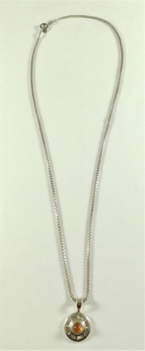 Italienische 0,925 Sterlingsilber Box Kette Halskette & Bernstein Set Anhänger - Bild 7 von 10