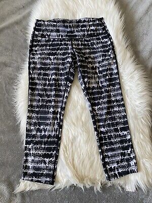 NIKE DRI FIT Drawstring Small Workout Leggings Womens Reflective Black And White | eBay