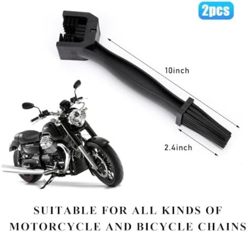 2PCS Motorcycle Chain Brush Cleaning kit Motorcycle Chain Washer Cleaner, Black - Picture 2 of 6