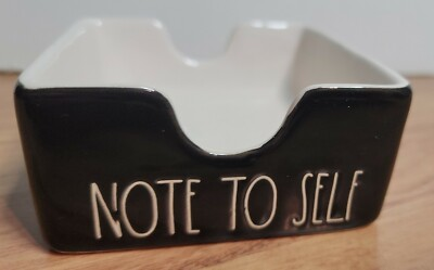 #ad Rae Dunn NOTE TO SELF Post It Holder Desk Organizer Ceramic $24.99