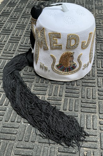 Vintage Jeweled Masonic Shriners Fez Hat Egyptian ISIS 7 3/8