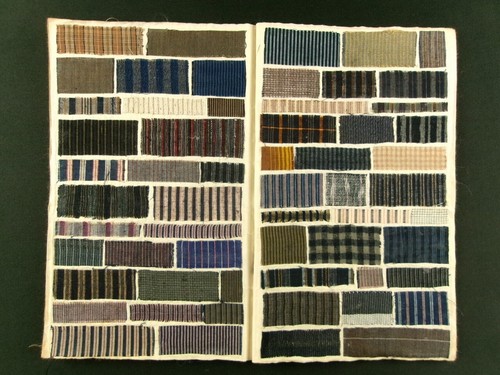 KIMONO FABRIC Japanese Antique Sample Book Shima Design Pattern 1893 Meiji b775 - Picture 9 of 20