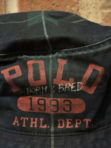 New Polo Ralph Lauren Tartan Plaid Splatter Born Bred Yale Bucket Hat Vintage - Picture 2 of 7