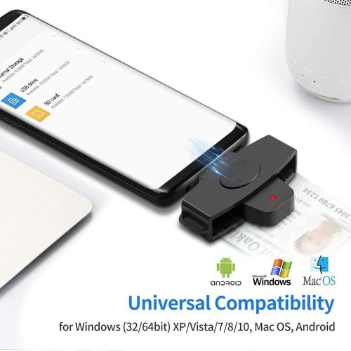 USB C Smart Card Reader, DOD Military CAC Common Access-Bank, for Windows Mac OS - Picture 5 of 7