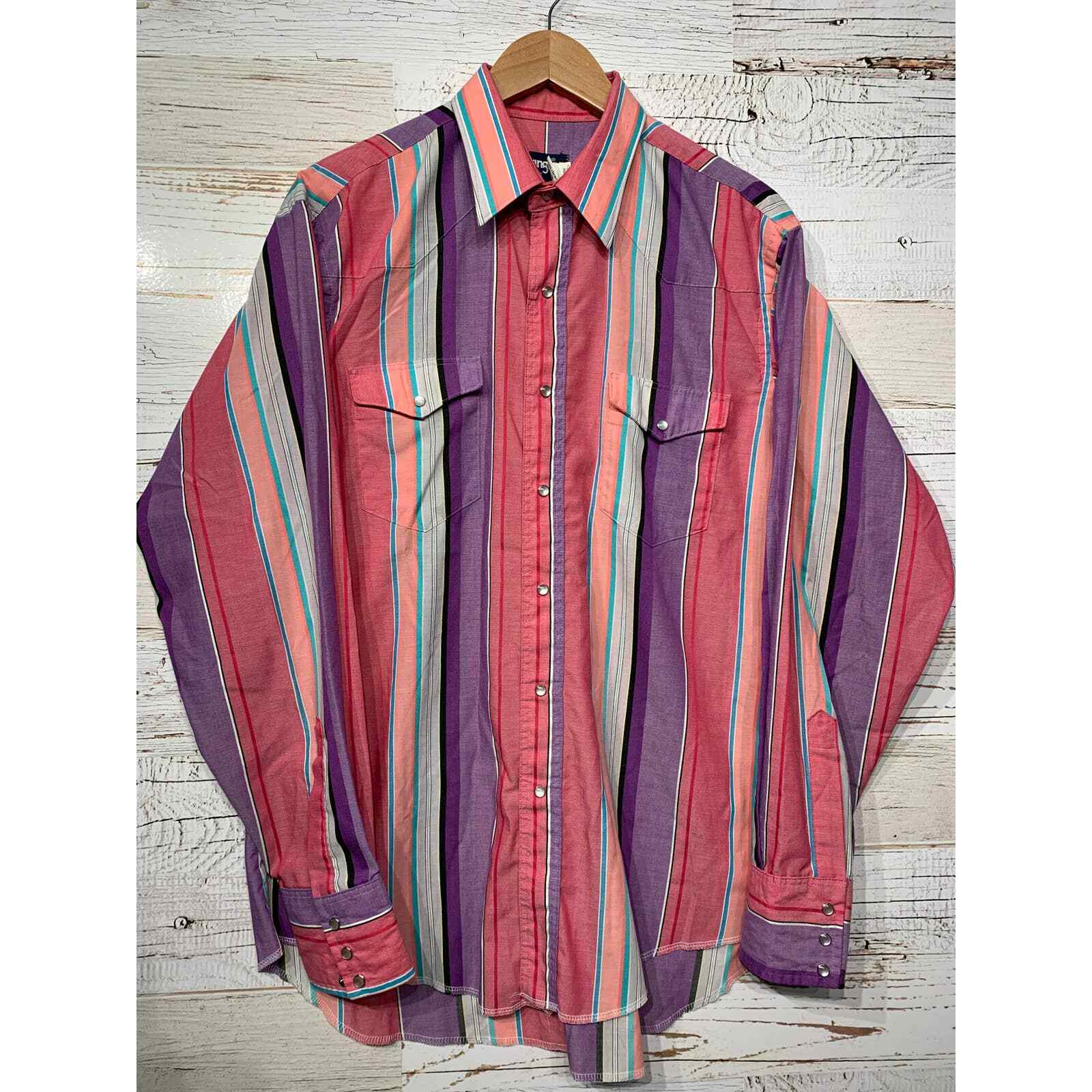 Vintage Wrangler BrushPopper Shirt Western Stripe Pink Purple XL Mens | eBay Vintage Wrangler BrushPopper Shirt Western Stripe Pink Purple XL Mens | eBay