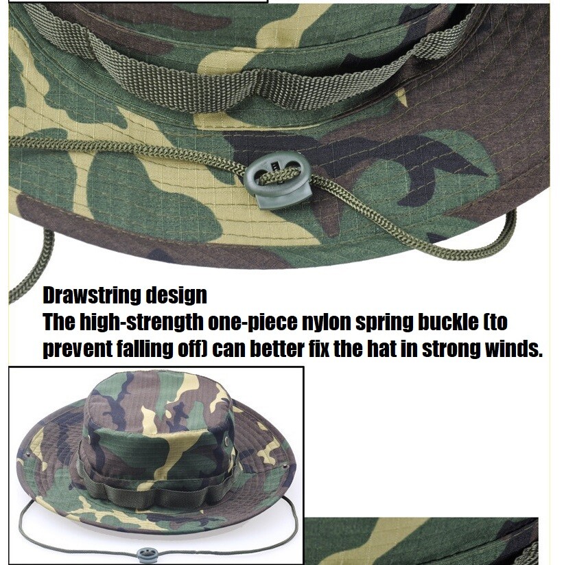 30Colors Outdoor Summer Wide Brim Boonie Hat Tactical Camo Sun Cap for ...