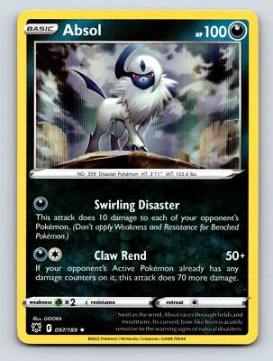 Basic Absol HP 100 Swirling Disaster Claw Rend Rarity Dark Mysterious