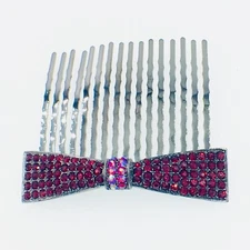 USA Hair Comb Hairpin use Swarovski Crystal Elegant Bridal Wedding BOW RED #13