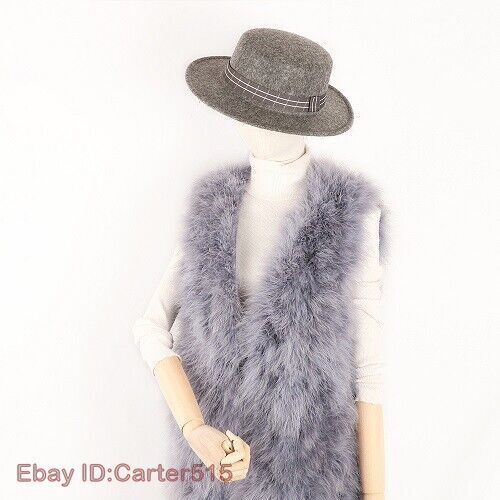 Women Real Ostrich Feather Fur Vest Coat Winter Warm Waistcoat for Party Dinner - Picture 12 of 23