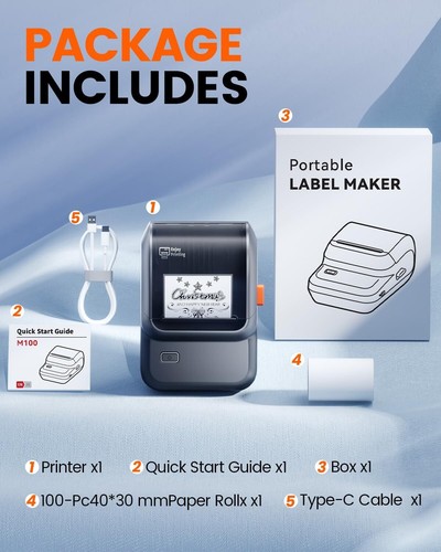Phomemo M100 Thermal Printer Bluetooth Label Makers Barcode Address Label Maker - Picture 3 of 37