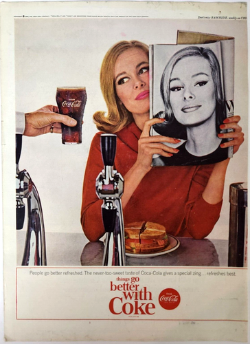 Soda Fountain Model Coca Cola Vtg 1964 Ad Drink Coke Pop Glass Bottle Cartons - Picture 2 of 8