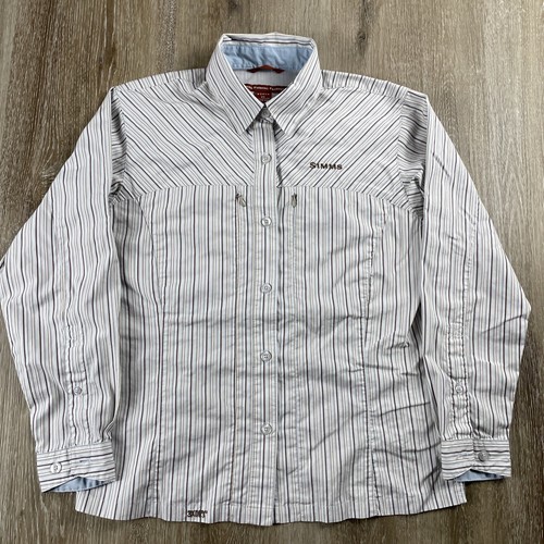 Camicia da pesca professionale Simms a righe con bottoni manica lunga donna XS - Foto 2 di 23