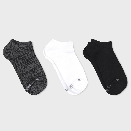 Hanes XTemp Performance Fit 3 Pair Mens No Show Socks US 6-12 Marled White Black