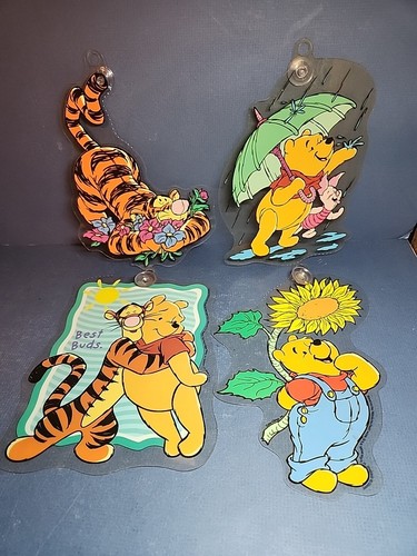 Vintage Winnie Puuh, Tigger, Ferkel Saugnapf Fensterklammern 4er Set