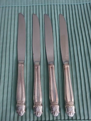 SET 4 Danish Princess HOLMES EDWARDS IS Silver Plate Dinner Knives 9/"