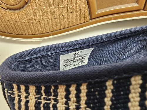 NWD Lauren Ralph Lauren Janis Womens 11 B Slip-On Shoes Navy Blue Tan Stripe - Picture 8 of 9