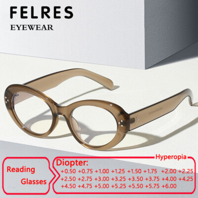 Women Round Anti Blue Light Reading Glasses Clear Lens Retro Presbyopic Readers 