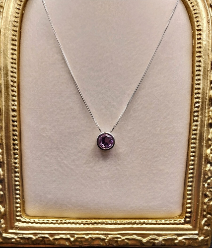 2.29 ct Colour Change Alexandrite Bezel Sterling Silver Italian Necklace-51 cm - Picture 10 of 12
