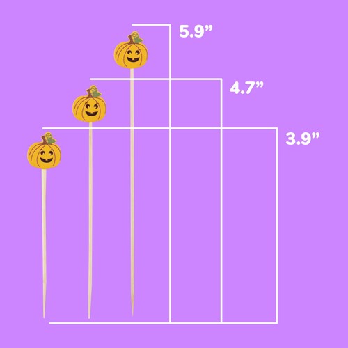 Pumpkin Halloween Jack-O-Lantern Food Bamboo Picks - Multiple Options - Picture 3 of 9