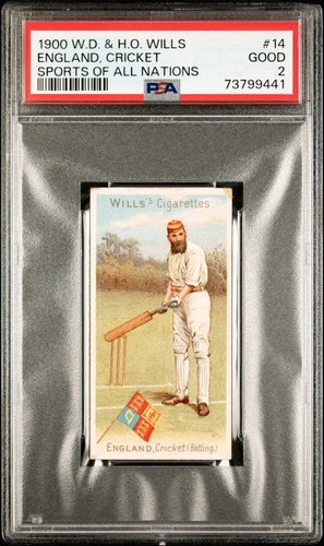 PSA 2 - 1900 Wills Sports Of All Nations England Cricket Graded Card - WG Grace - Picture 1 of 3
