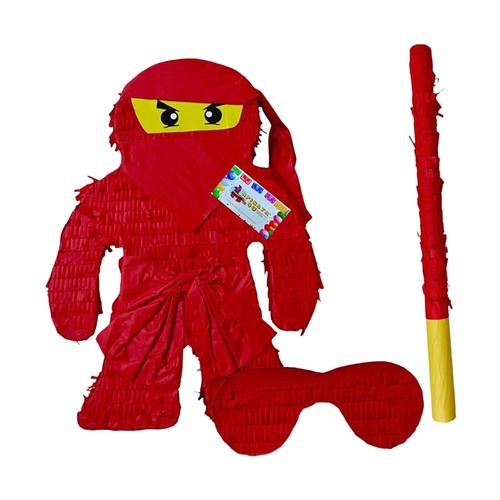 APINATA4U Red Ninja Pinata Kit (17.5x13.5x3.5 Inch) - Elevate Ninja Party Exc...