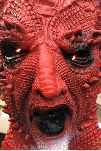 MASCARILLA DIABLO ROJO. LATEX. MASCARILLA CABEZA COMPLETA CON LUCES ROJAS EN LOS OJOS. TALLA ADULTO. - Imagen 2 de 2