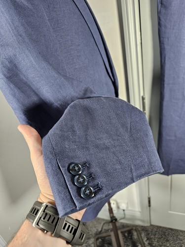 Samuel Windsor Pure 100% Linen Suit Men's 44 Blue Regular 2 Piece Holiday - Picture 5 of 21