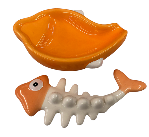 PORTACENERE POSACENERE IN CERAMICA PESCE CM 19 x 9 DISPONIBILE IN 5 COLORI - Picture 2 of 15
