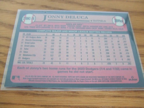 2024 Topps '89 Topps Silver Pack Chrome Series 2 #2T89C76 Jonny Deluca TAMPA BAY - Bild 2 von 2
