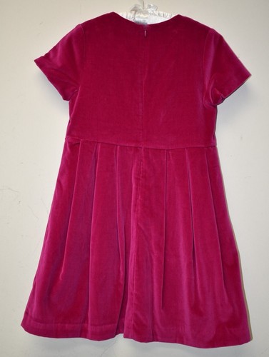 $115 NEW Jacadi Paris Girls Dress Velvet Short Sleeve Magenta Pink Cotton 10 A - Picture 4 of 8
