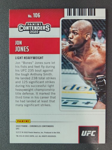 2022 PANINI UFC CHRONICLES SEASON TICKET #106 JON JONES - Picture 2 of 2