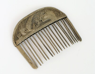 ANTIQUE CHINESE SILVER ORNATE BIRDS PEACOCK ? REPOUSSE HAIR  display picture 2