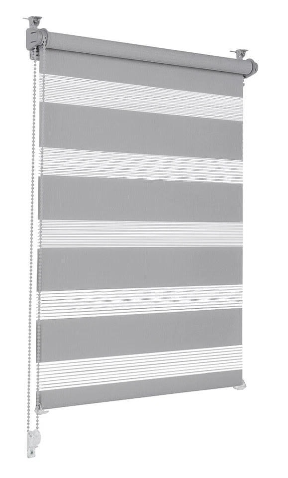 Doppelrollo grau 95x130cm Klemmrollo Seitenzug Seitenzugrollo Duorollo Klemmfix - Bild 1 von 1