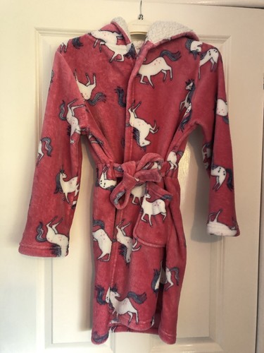 Debenhams Bluezoo Girls Dark Pink Dressing Gown with Horses/Ponies Age 10-11 - Picture 2 of 6