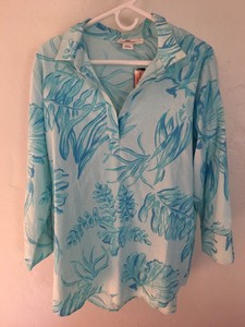 VINEYARD-VINES-Women-039-s-Linen-Lucaya-Tunic-Top-Shirt-Large-CRYSTAL-BLUE-NWT-128