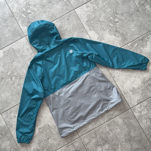 Marmot Donna Precip Eco Anorak Pullover Giacca a Vento Antipioggia Grigio Teal Nuovo M - Foto 12 di 21
