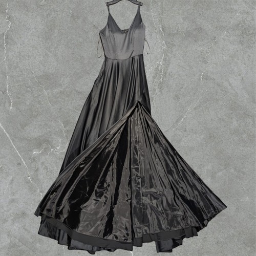 B. Smart Formal Prom Party Maxi Dress Juniors 0 Black Cocktail HOCO Side Slit - Picture 2 of 4