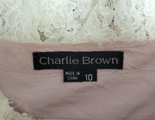 Charlie Brown Silk Guipure Lace Porcelain Blush Lingerie Teddie Size 10 - Picture 10 of 10