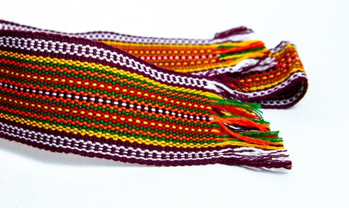 Ukrainian hand woven homespun Hutsul Belt Orange Green KRAYKA for Vyshyvanka - Picture 4 of 5