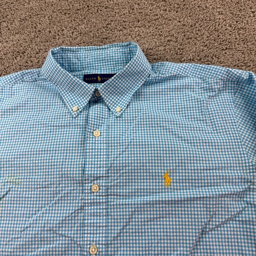 Ralph Lauren Shirt Mens Extra Large Blue Yellow Pony Long Sleeve Button Up READ - Picture 3 of 12
