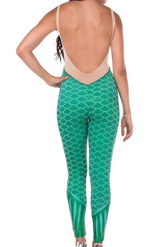 Tipsy Elves Women’s Mermaid Costume Large Green Pink Jumpsuit Bodysuit Halloween - Picture 4 of 13