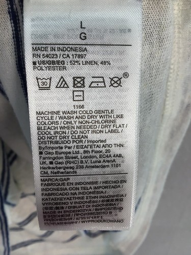 Gap NEU Damen Large Kurzarm T-Shirt Leinenmischung U-Boot-Ausschnitt marine weiß gestreift - Bild 9 von 10