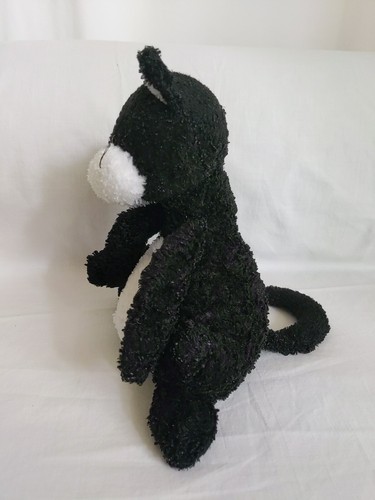 Russ Berrie Scratch Kitty Cat Black  White Tuxedo Long Necked Plush 10"   - Picture 4 of 9