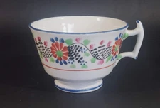 English Enameled Hand Painted Soft Paste Porcelain Cup Great Colors c. 1830-1840