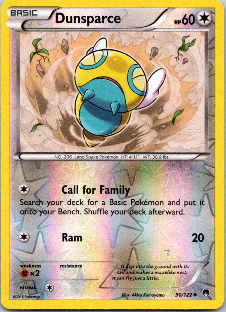 Dunsparce 90/122 XY BREAKPoint Uncommon Reverse Holo Pokemon Card Near Mint