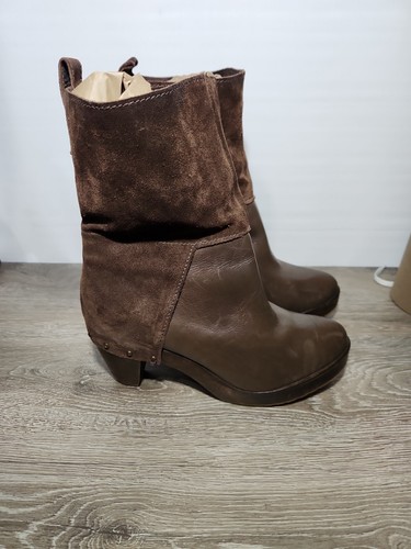 KDB Kelsie Dagger Brooklyn Suede & Leather Studded Rivets Heels Boots - Picture 3 of 6
