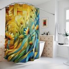 Abstract Floral Art Shower Curtain – Vibrant Cubist-Inspired Bathroom Decor