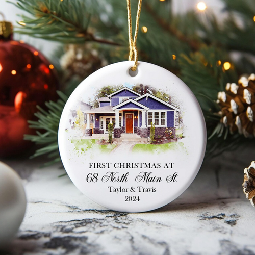 New House Christmas Ornament, First Christmas Watercolor Photo Keepsake Gift - Bild 3 von 4