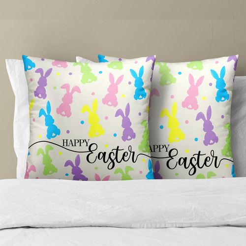 Easter Pillow Covers 18X18 Inch Set of 2 Spring Holiday Decorative Throw Pillow - Picture 3 of 12