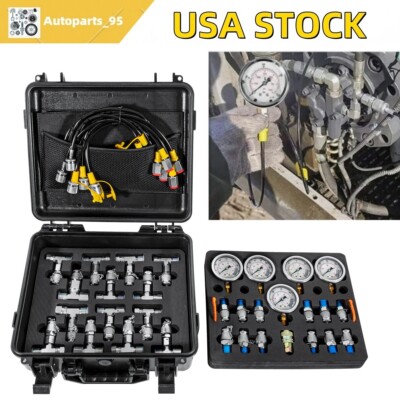 for Caterpillar Hydraulic Pressure Test Kit 5Hose 5 Gauge 13Coupling 14Connector